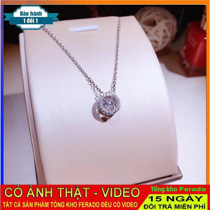 [ xả kho ] VÒNG CỔ BẠC, MẶT TRÒN ĐÍNH ĐÁ VC003