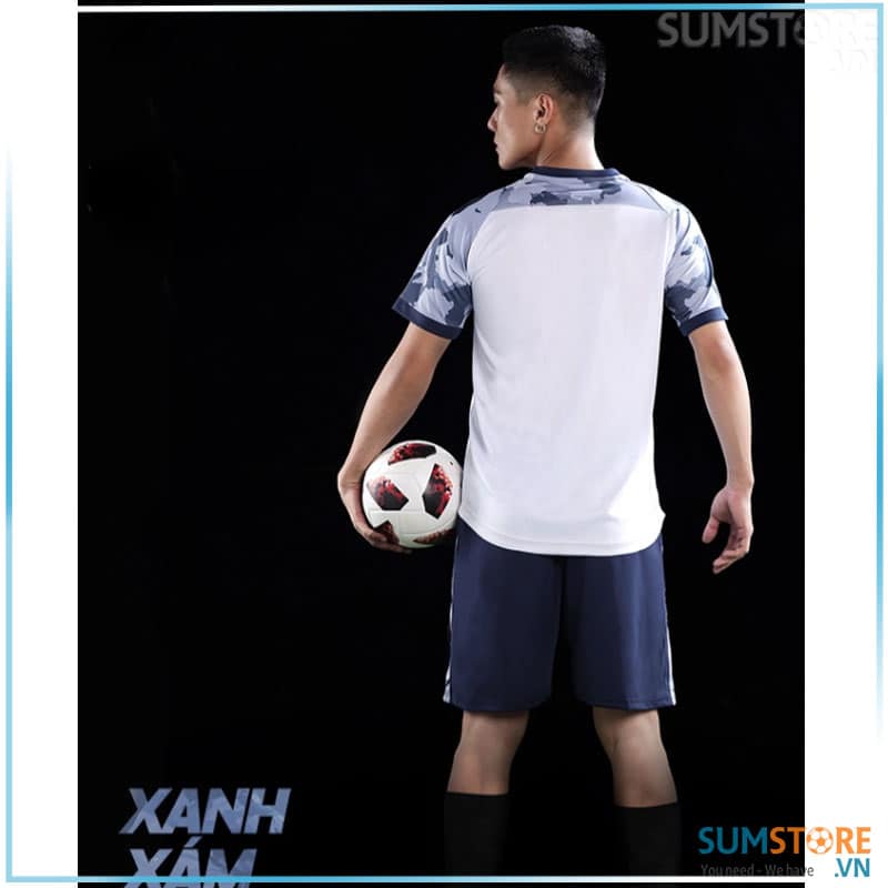 Đồ Đá Banh Nam Nữ Không Logo Mission Trắng Xám - Áo Bóng Đá Thể Thao Nam Nữ Mới Chất Lượng Cao Cấp