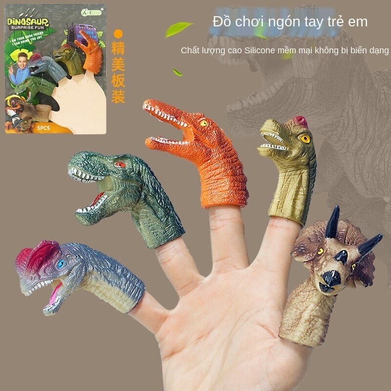 Bộ 5 con rối ngón tay đồ chơi hình khủng long cho trẻ em