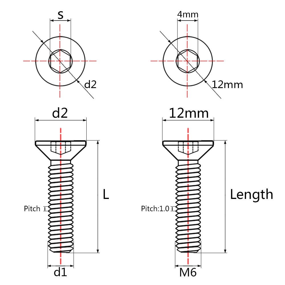 Bu Lông Lục Giác Chìa Khóa Bằng Titan M6x10 15 20 25 30 35 40 45mm