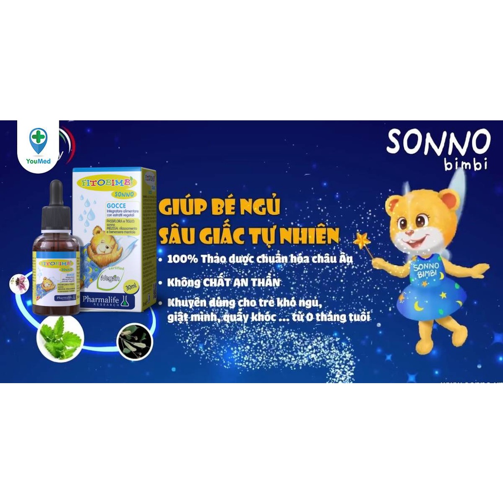 Fitobimbi Sonno giúp bé ngủ ngon nhập khẩu Italia chai 30ml dùng được cho trẻ sơ sinh