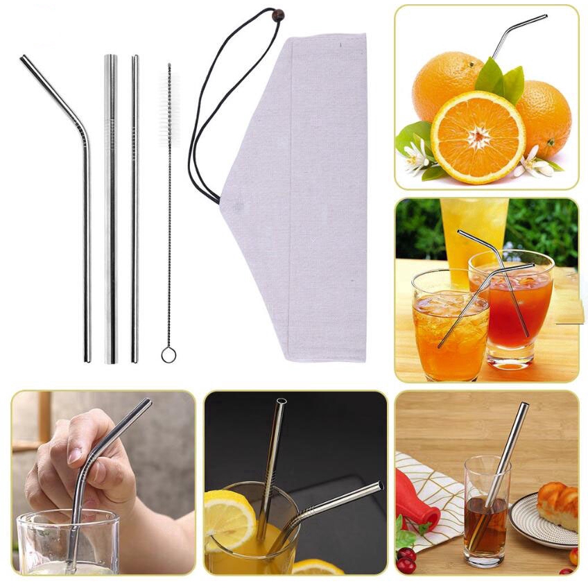 Set 5 Món Ống Hút Bằng Thép Không Gỉ 304 Tiện Dụng