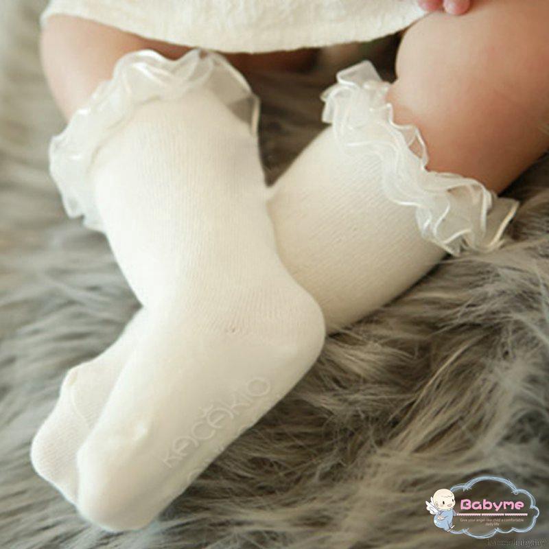 ☀ sunny ღ Tất đầu gối phối ren đáng yêu cho bé gái