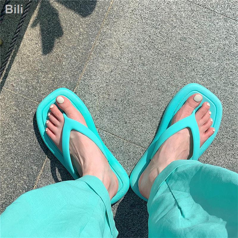 ▤◑✹] Sandals và dép đi trong nhà của phụ nữ mùa hè giải trí rắn màu đi biển giày đi biển dép tông