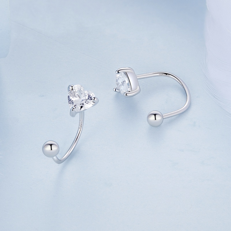 BAMOER Bông Tai bạc 925 ĐíNh Đá HìNh Tim ThờI Trang