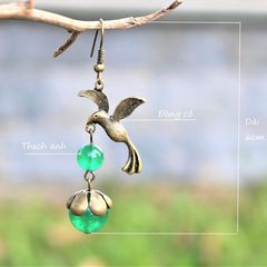 BT001 Bông Tai Đá - Chim Hỷ Tước, Sang Trọng Quý Phái