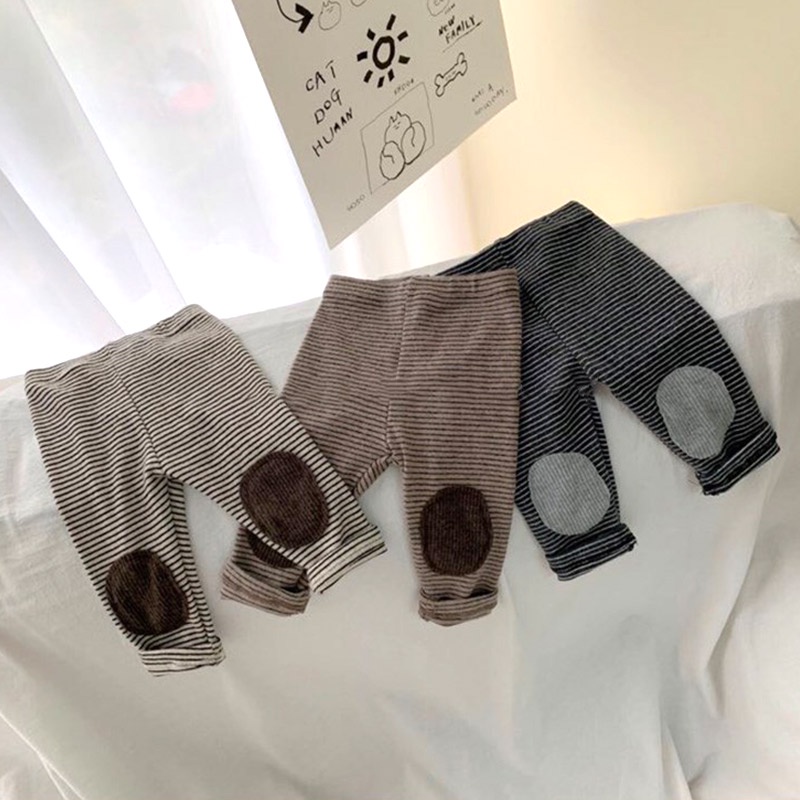Quần dài bằng cotton kẻ sọc đáng yêu cho bé