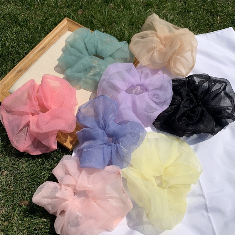 Dây buộc tóc,  Cột tóc scrunchies vải voan kính trơn nhiều màu thanh lịch siêu hot cho nữ, / giày thể thao97