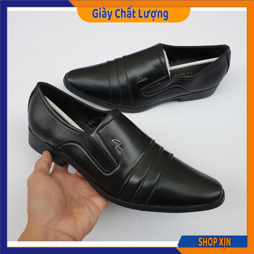 Giày Tây Nam - Giày Da Nam 3 Sọc Ngang Siêu Chất