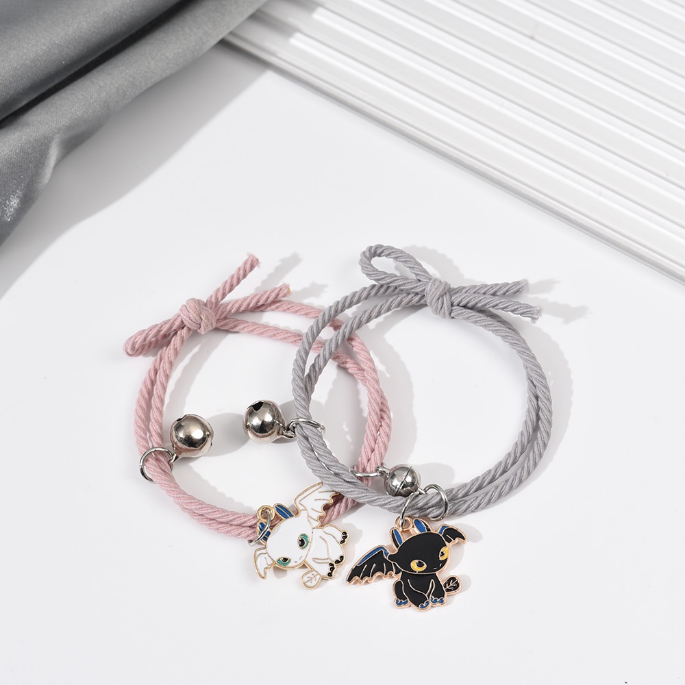 Set 2 Vòng Tay Bện Dây Mặt Hình Quỷ Hoạt Hình Dễ Thương