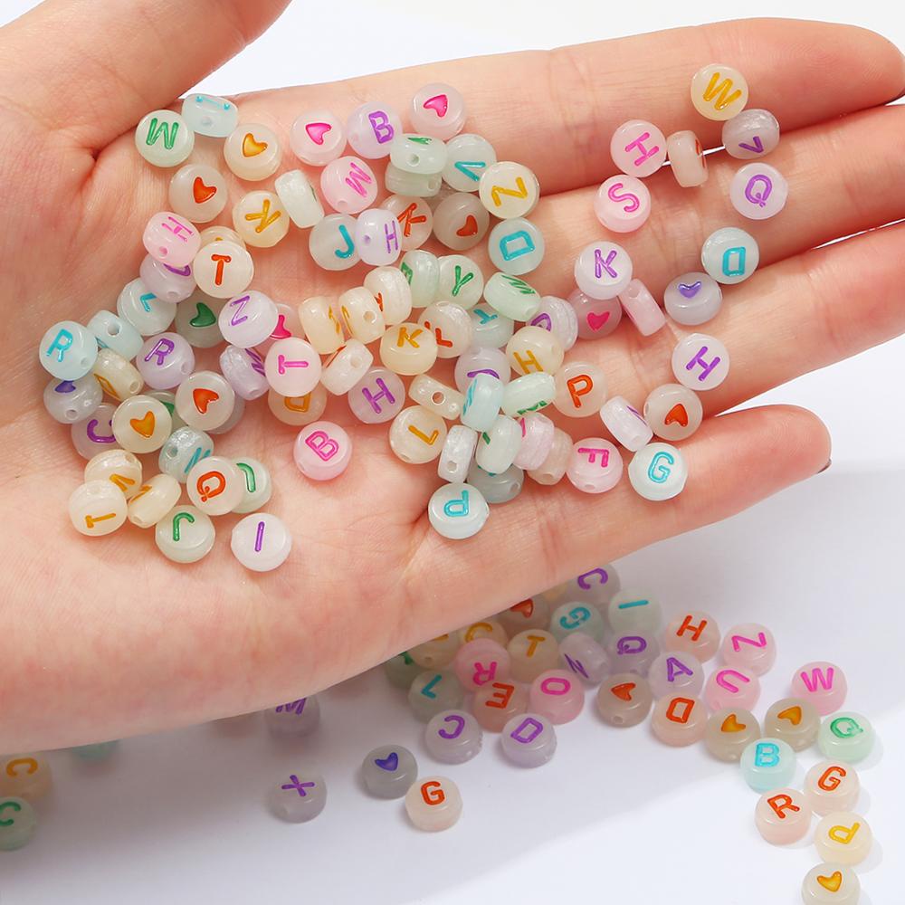 Set 100 Hạt Nhựa Acrylic In Chữ Cái Tiếng Nga Dùng Làm Trang Sức Diy