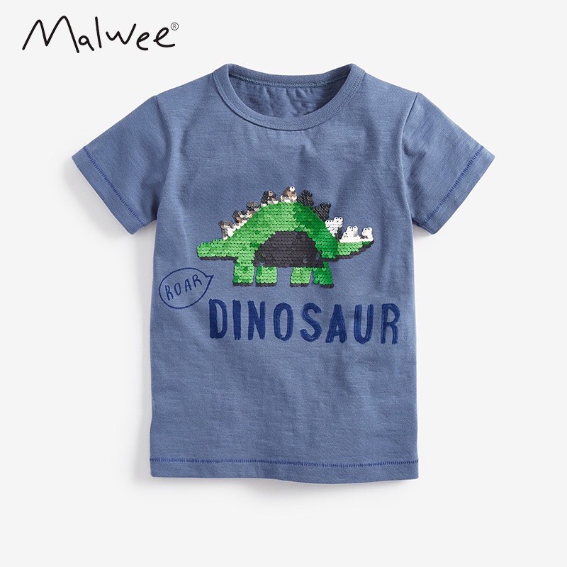 Áo phông cộc tay kim sa Khủng Long bé trai