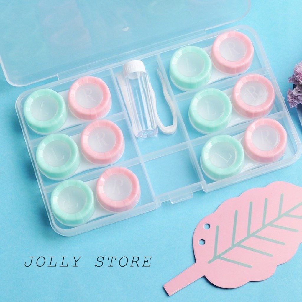 Khay đựng 6 đôi lens màu hồng xanh