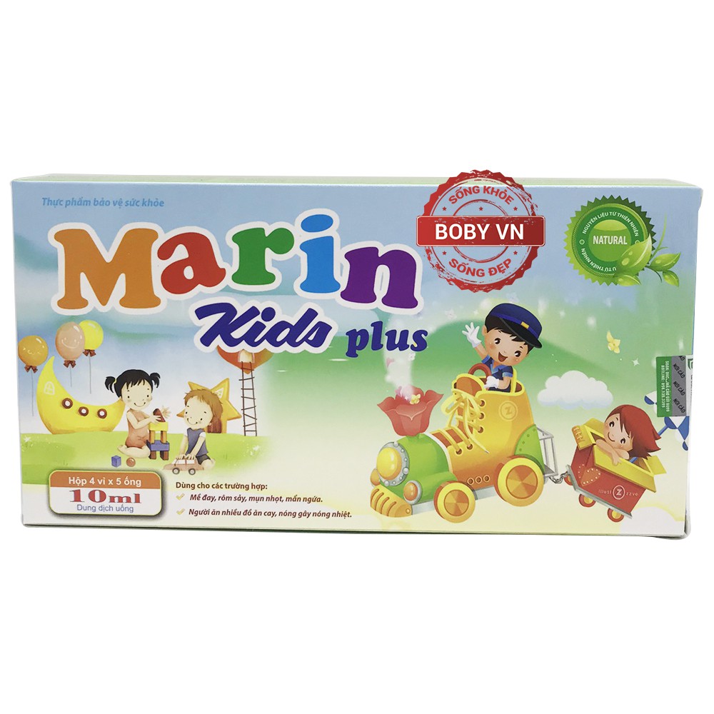 Marin Kids Plus ngăn ngừa mề đay, rôm sảy, mụn nhọt ở trẻ (Hộp 4 vỉ x 5 ống 10ml)