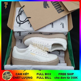 [Hot Trend - Bản trung ] Giày thể thao fuma da bóng trắng đế nâu bản dây trắng | BigBuy360 - bigbuy360.vn