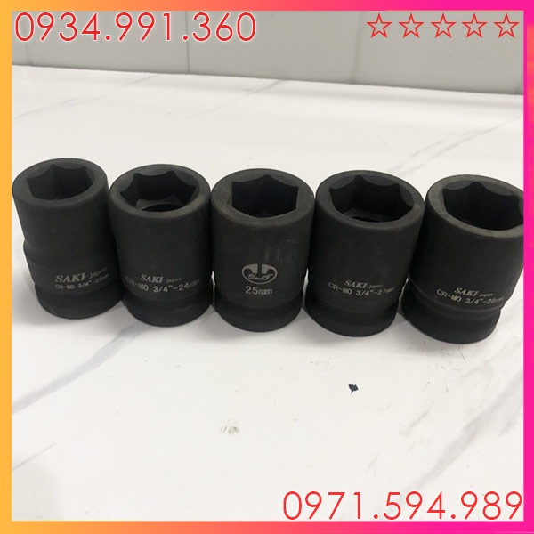Đầu típ khẩu 3/4 inch56mm 6 cạnh kích thước từ 22 đến 28mm. Nhật Bản. Mở động cơ máy, ô tô. Chất liệu thép Carbon CRMO.