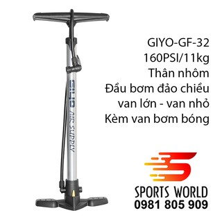Bơm xe đạp 160Psi/11 kg Giyo GF-32 thân nhôm -- SPORTS WORLD SHOP