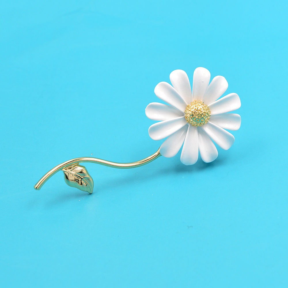 Ghim Cài Áo Hình Hoa Cúc Màu Trắng Tráng Men Chất Lượng Cao Thời Trang Cho Nam Và Nữ