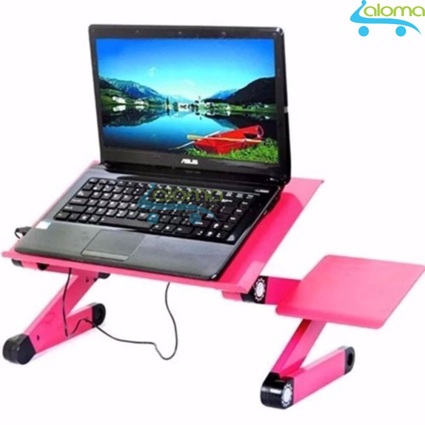 Bàn để laptop điều chỉnh độ cao xoay 360 độ kèm tản nhiệt (hong)