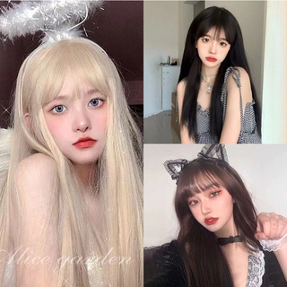 Bộ tóc giả dài thẳng nhuộm màu tím trắng tím hồng tím cosplay lolita dành cho nữ