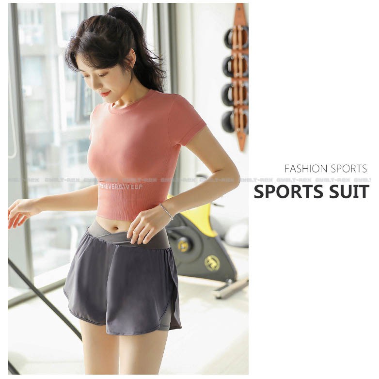 Áo croptop tập gym nữ thun co dãn 4 chiều SP195, Áo thun thể thao nữ cộc tay - Gym Trex