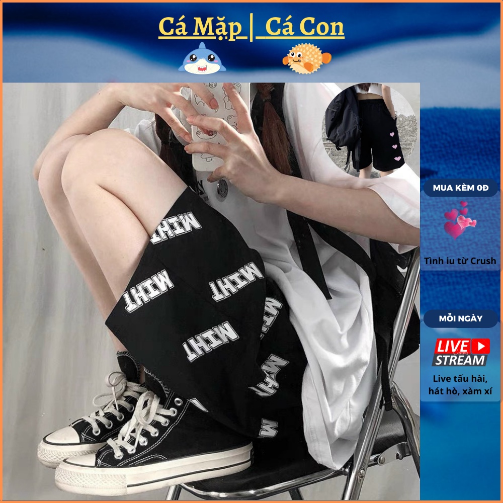 Quần đùi thụng chữ chéo quần short ngố lửng ulzzang nam nữ unisex phong cách Hàn Quốc