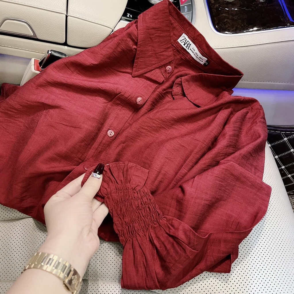 Áo sơ mi tay nhún đỏ sexy hàng đẹp