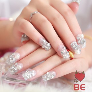 YADORNOS Móng Tay Giả Đính Đá Lấp Lánh Kèm Keo Dán Dành Cho Cô Dâu