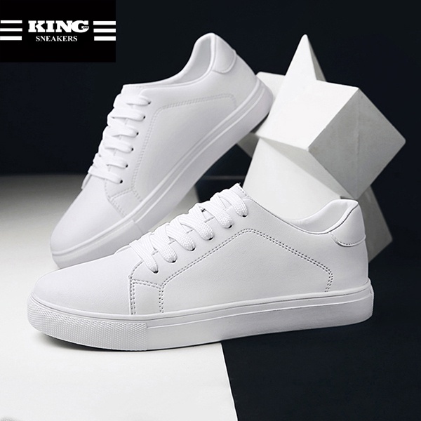 Giày nam sneaker thể thao màu trắng giá rẻ cho học sinh đi học đep OLV