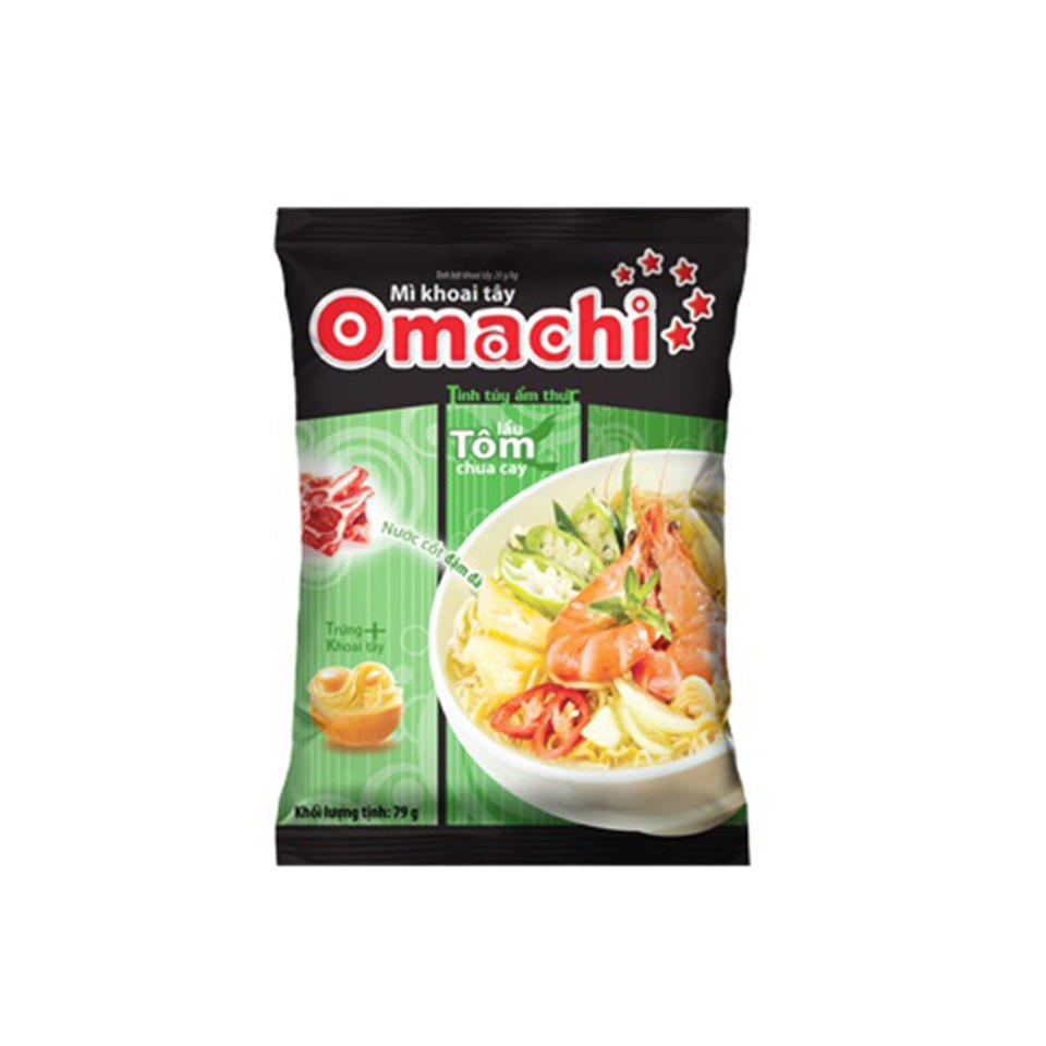 ⚡Date mới⚡ Mì khoai tây Omachi Xốt bò hầm/ Sườn Hầm Ngũ Quả/ Tôm Chua Cay gói 80g