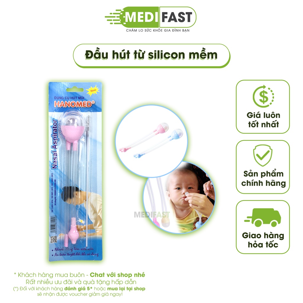 Hút mũi HANOMED - Đầu hút mềm không làm đau bé, làm sạch mũi, đờm dãi cho trẻ từ sơ sinh