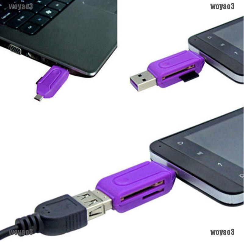 Đầu Đọc Thẻ Nhớ SD TF 2 Trong 1 Với Cổng Micro USB OTG Cho Android