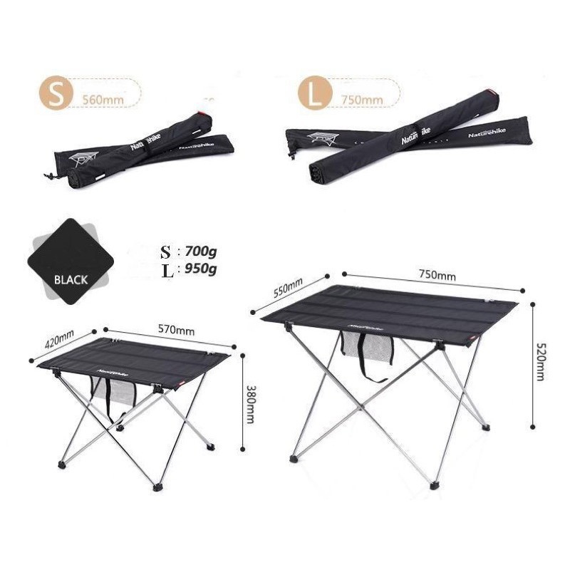 Bàn Nautrehike cắm trại du lịch dã ngoại bàn ăn vải khung nhôm nhẹ campout A203