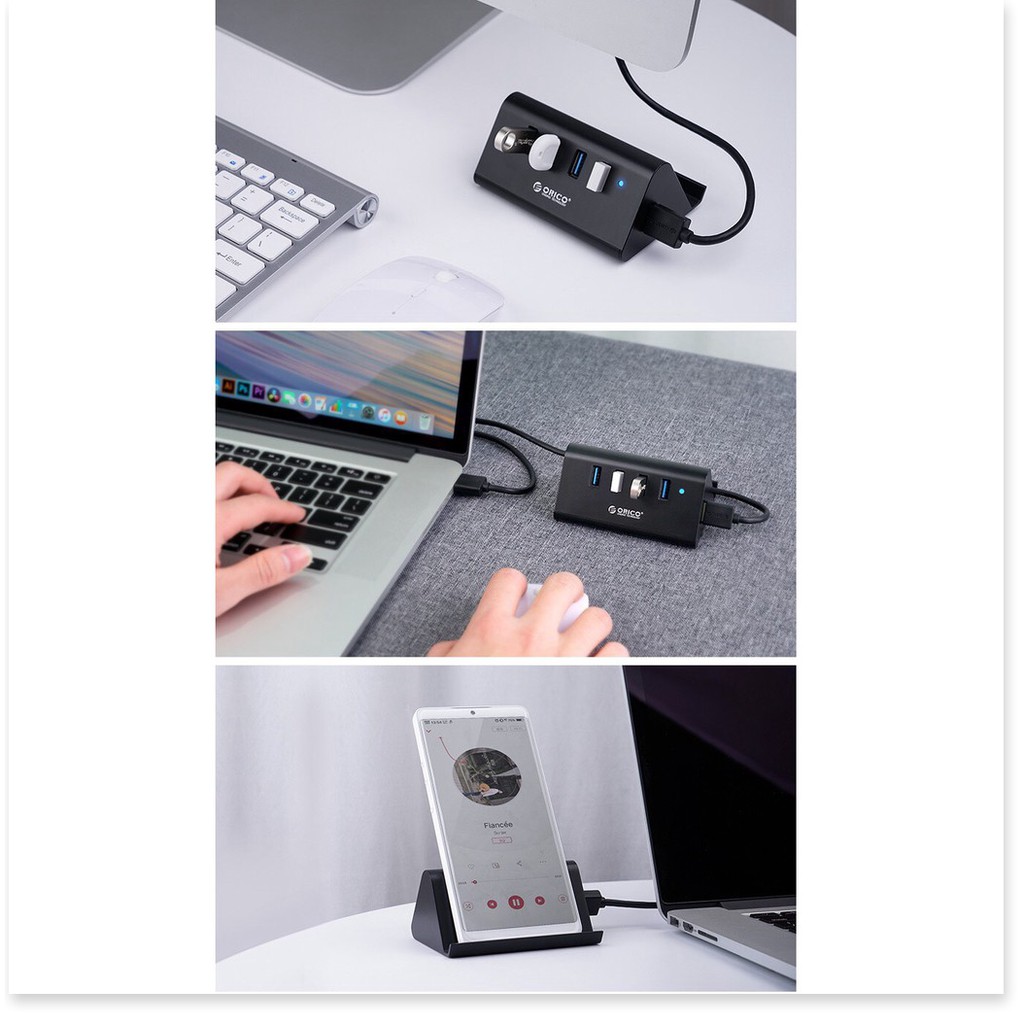 Bộ Hub Adapter Sạc 4 Cổng USB Chuẩn 3.0 ORICO Tăng Tốc Độ