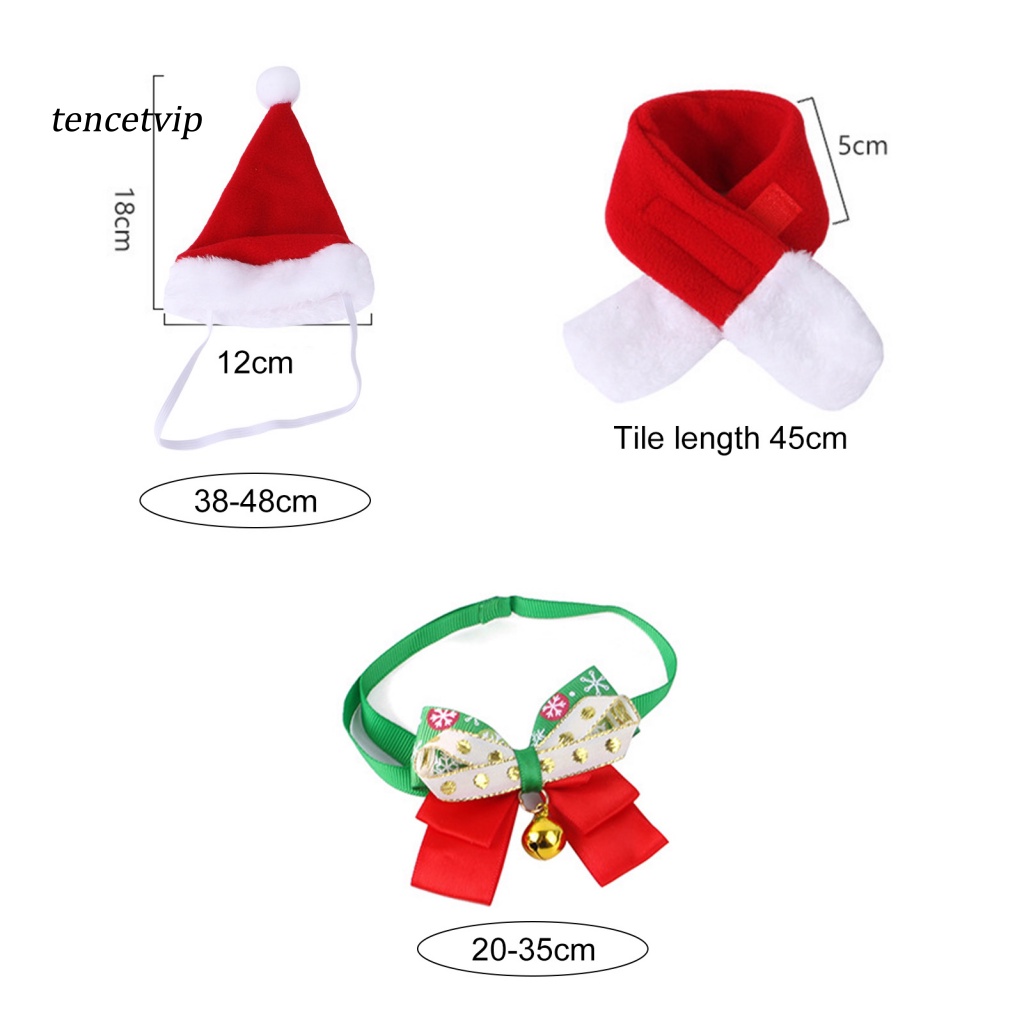 1 Set Mũ Ông Già Noel Kèm Khăn Choàng Cổ Siêu Mềm Cho Thú Cưng
