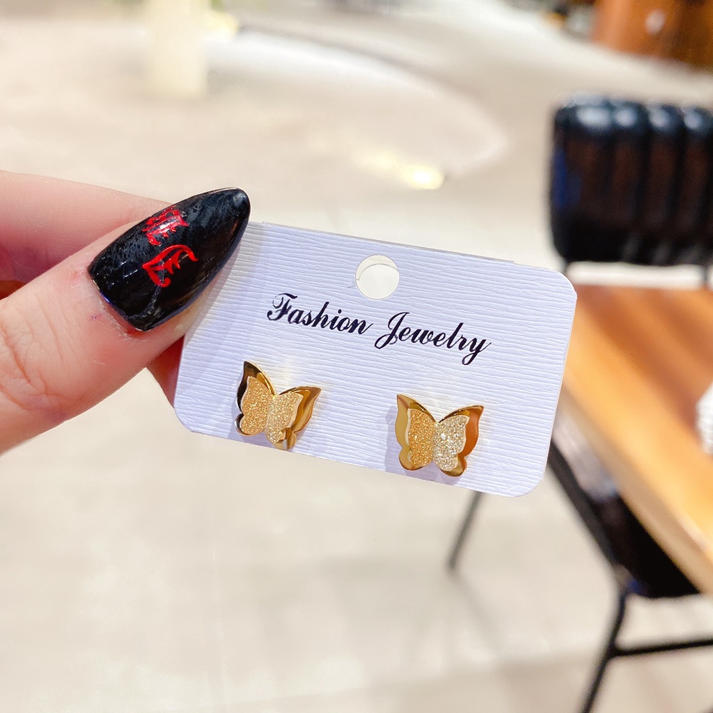 Set dây chuyền, bông tai hình bướm vàng titan cao cấp Ròm House không hoen rỉ xà cừ cực kì sang chảnh - ms8979149