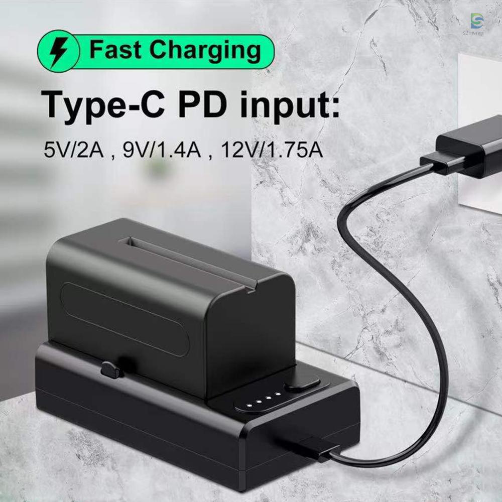 Bộ sạc pin NP-F với đầu vào PD 21W Type-C đầu ra USB-A / D-Tap / Type-C PD cho Pin Sony NP-F550 F750 F970
