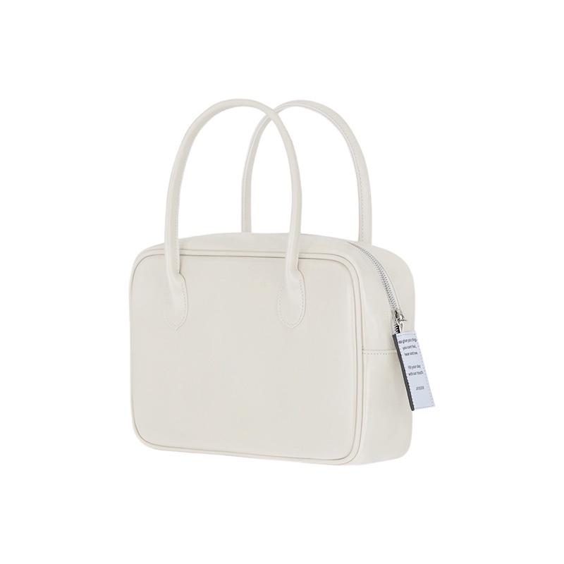 Túi Xách Da Sáp Dầu Thiết Kế Hàn Quốc Jennie the Same Nieeh Hình Vuông Màu Đen Kem