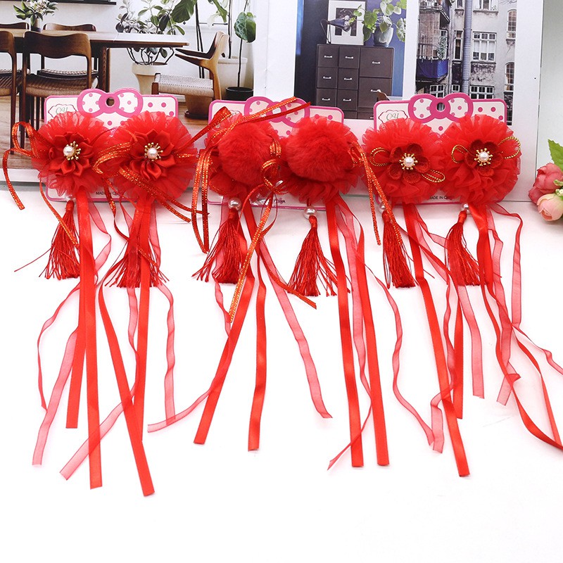 Kẹp tóc hình hoa dáng dài phong cách Hán Phục dễ thương dành cho bé