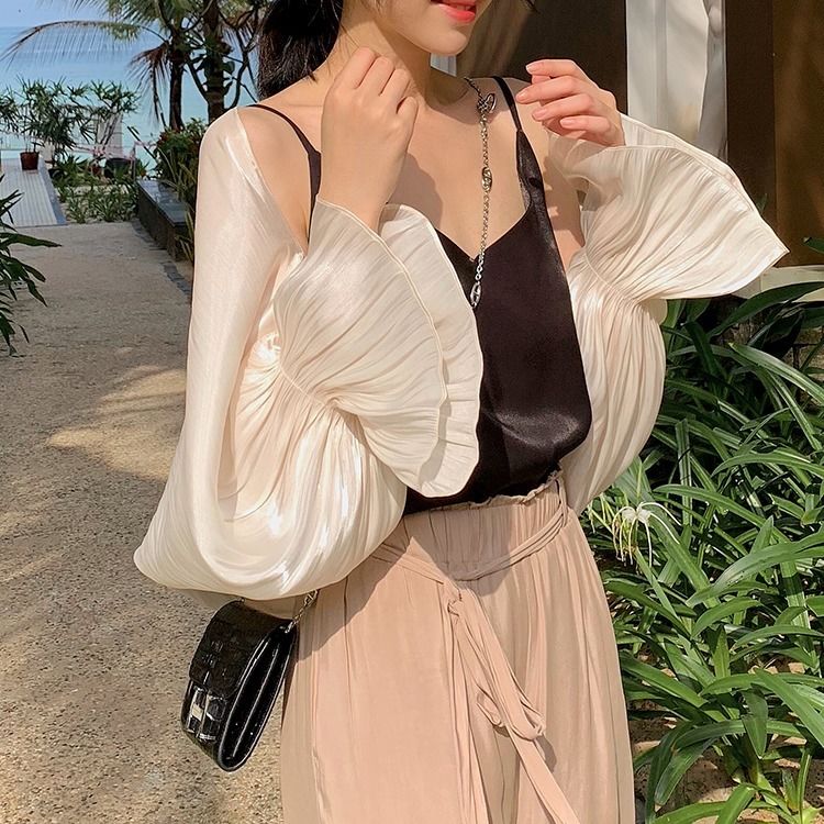Áo Khoác cardigan chiffon Lụa Lạnh Mỏng Dáng Rộng Phong Cách Phương Tây Thời Trang Mùa Hè Hàng Mới Năm 2021