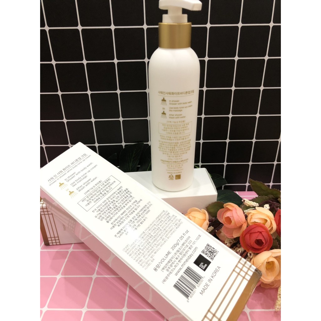 Sữa tắm truyền trắng m.meiday Jw in Shower White Body Tone Up Cream 200ML