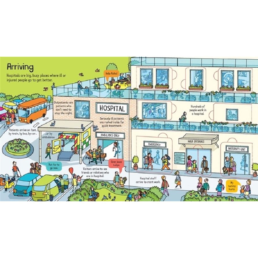 Sách Usborne - tương tác lật mở cho bé 6-8 tuổi Look inside a Hospital