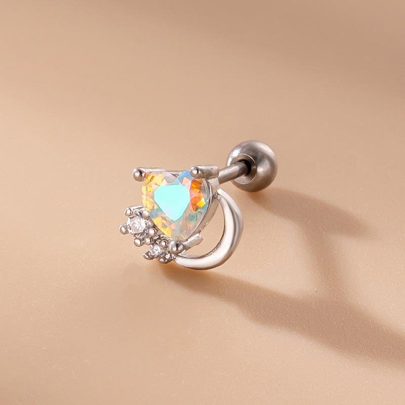 1 Khuyên Tai Helix Hình Trái Tim Bằng Thép Không Gỉ 20Gauge Đính Đá Zircon