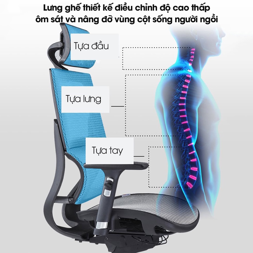 Ghế Công Thái Học GOVI Solo S426A - Tựa Đầu Điều Chỉnh Độ Cao - Ngả Lưng Thoải Mái