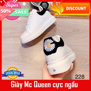 Giày sneaker mc queen thêu hoa cúc trắng siêu hot 2020