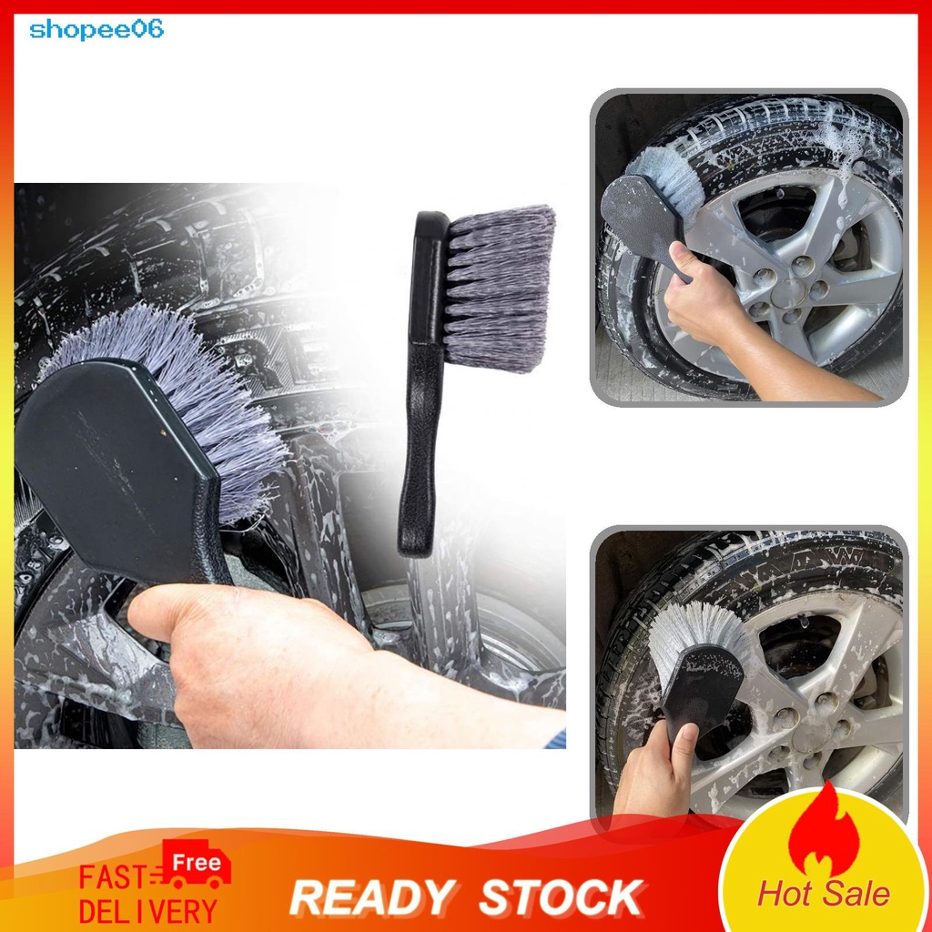 Cọ vệ sinh vành bánh xe hơi tay cầm ngắn màu xám