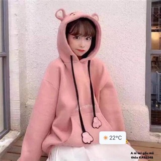 Áo nỉ tai gấu mũ thêu -ka/p