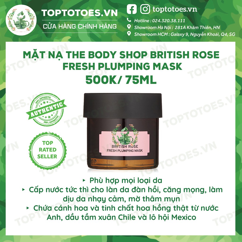 Mặt nạ The Body Shop thanh lọc, dưỡng da sáng mềm, ẩm mượt, căng bóng, trắng hồng