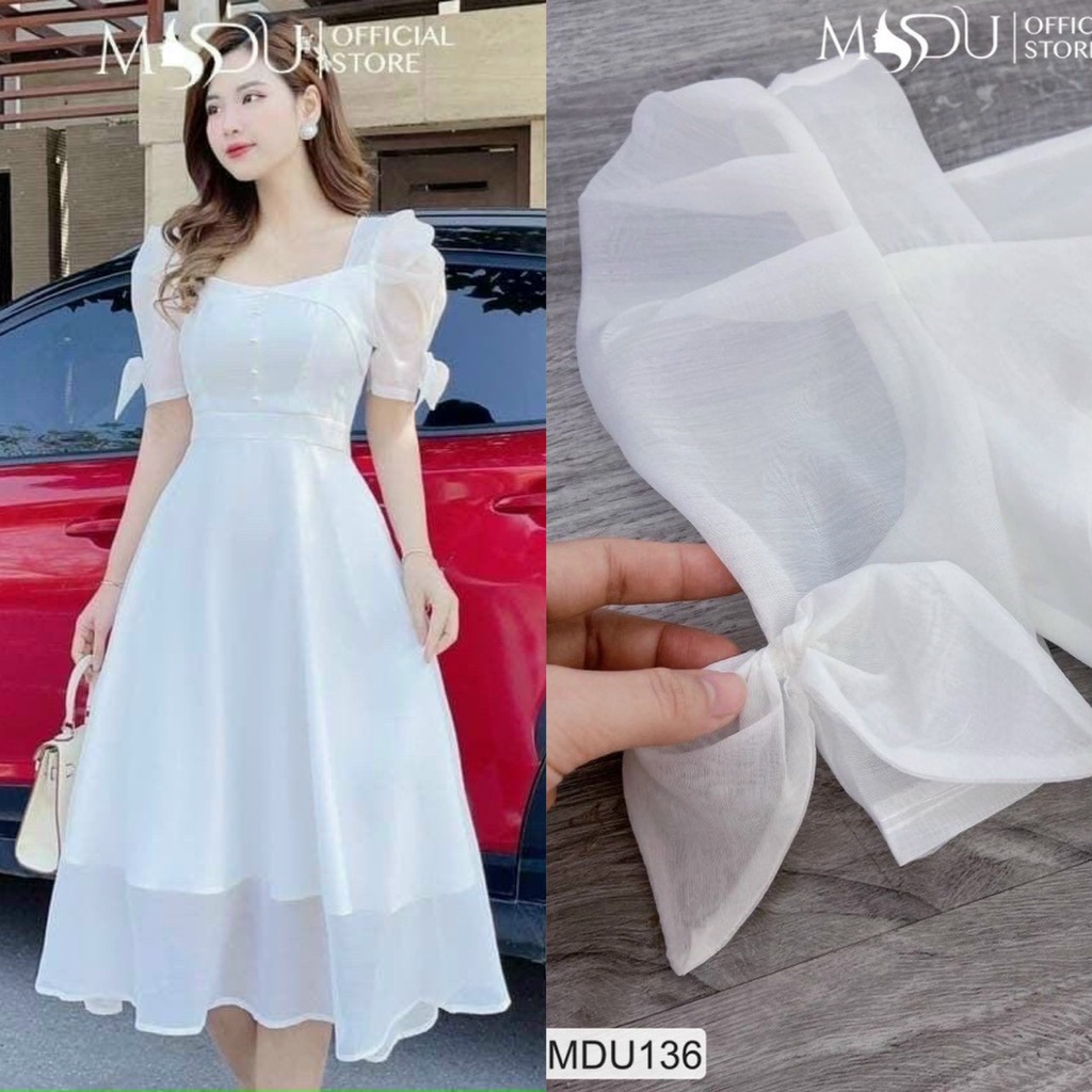 Đầm voan dự tiệc  tay nơ,đính cườm 2 lớp như hình,mẫu có lót chất liệu voan thời trang nữ năng động trẻ trung