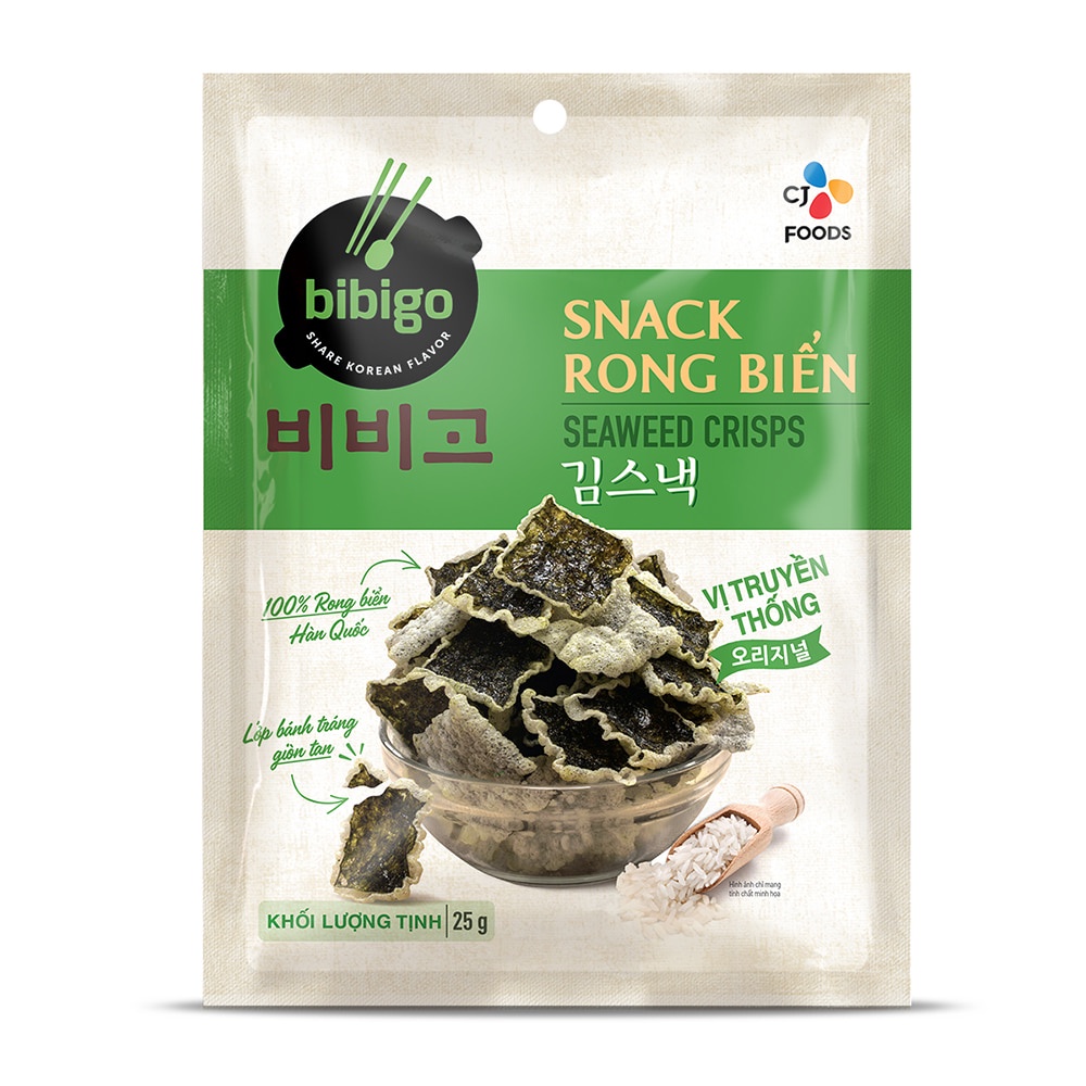 SNACK RONG BIỂN BIBIGO VỊ TRUYÊN THỐNG, VỊ BẮP MẬT ONG 25G